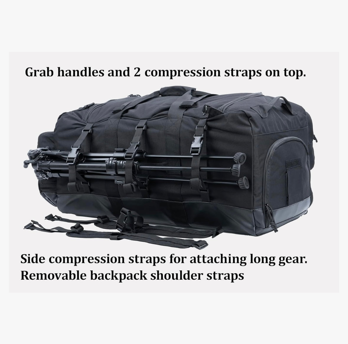 BACKFERRY Large Duffle Bag Duffel Pack with Backpack Shoulder Straps and Shoes Compartment 105L for Sports Travel Hunting Camping.