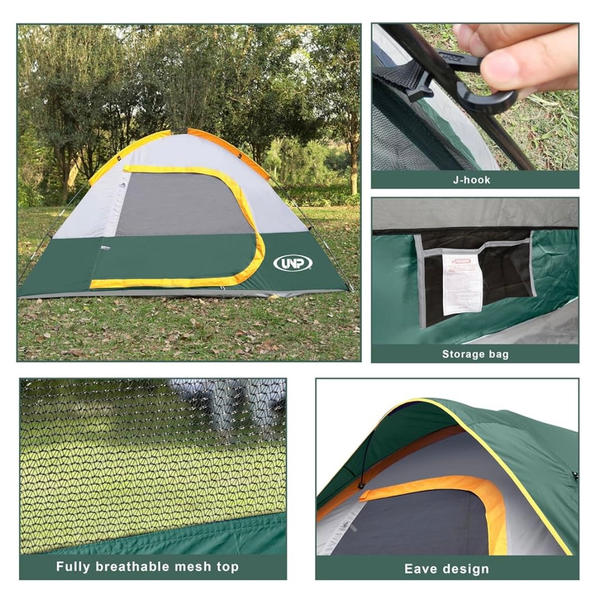 UNP Camping Tent 2/3/4/6 Person Dome Tent Easy to Set Up for Camping Lightweight Camping Tent Portable Camping Tent for Outdoor and Backpacking Beaches