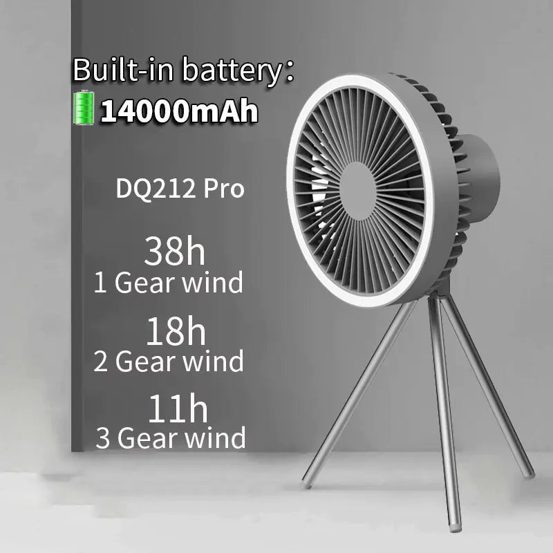 Portable Camping Fan With Light 10 000 mAh 3 Gears if Wind