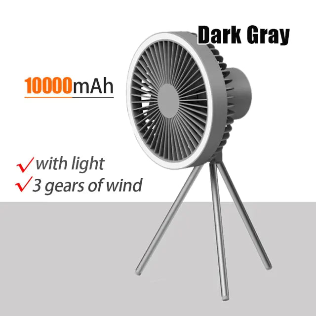 Portable Camping Fan With Light 10 000 mAh 3 Gears if Wind