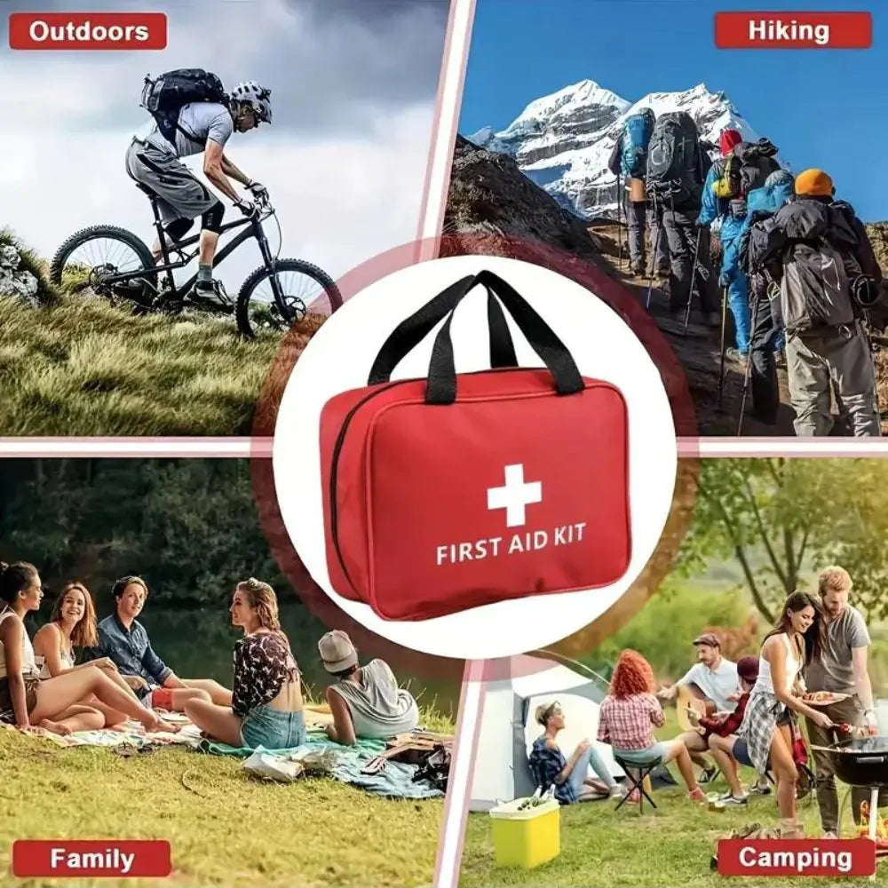 173pcs Large First Aid Kit: Portable Bag For Outdoor Hunting, Hiking, Camping And More - Including Emergency Supplies!