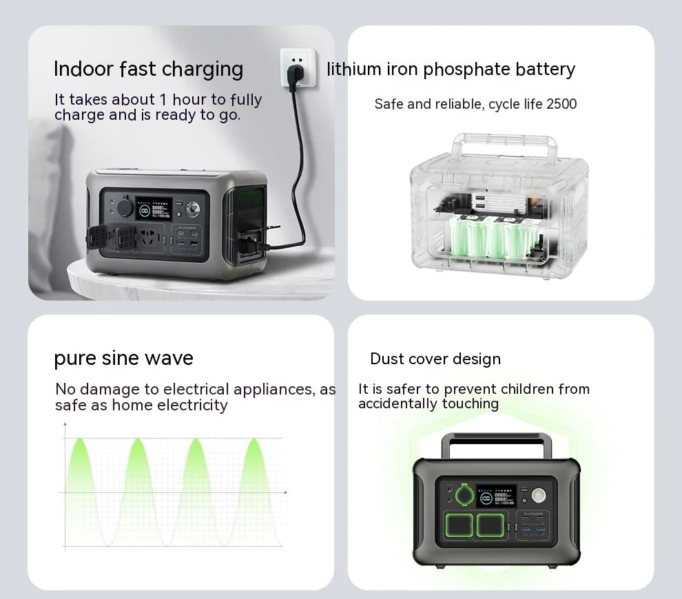 Premium  R600 Portable Power Station - 299Wh, 600W, Solar Option, Super Fast Charger