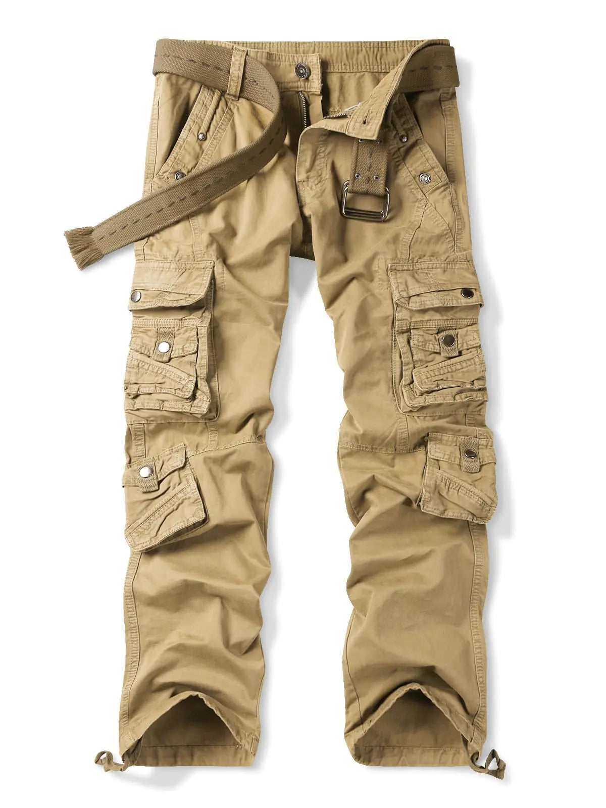 OCHENTA Mens Cotton Casual Cargo Work Pants Baggy Travel Hiking with Multi Pockets Khaki Tag 40