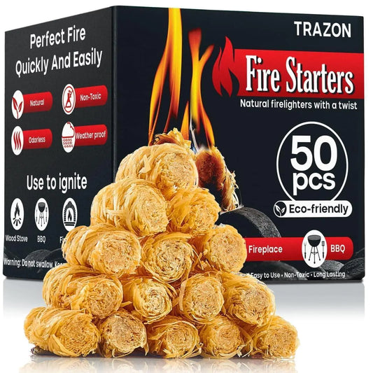 50 PCS Fire Starters for Indoor Fireplace Campfires Wood Stove Grill Charcoal Chimney